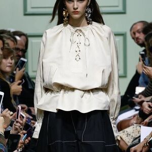 JW Anderson Summer 2017 Elegant Cream Blouse with Lace-Up Detail, 4